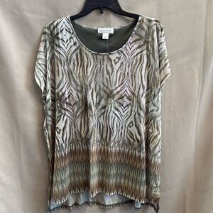 NWT Christopher & Banks XL Multi-Color Overlay Blouse Layered Top